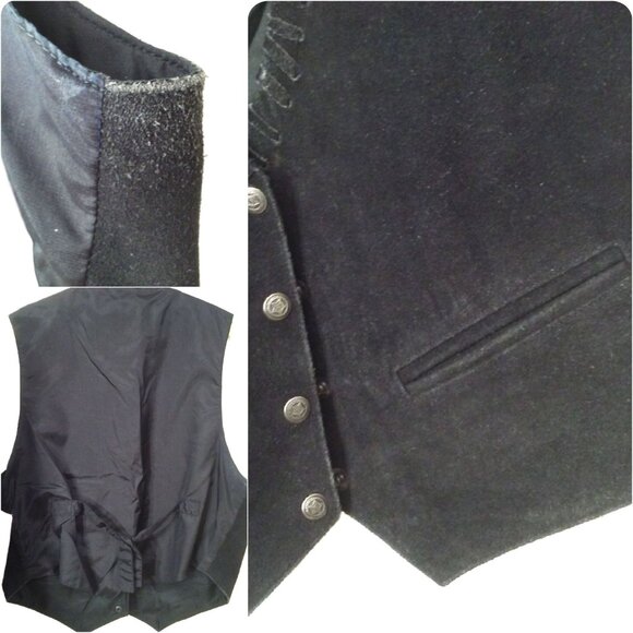 Lot(2) Mona Mode Suede Leather Vests Lady-L Pockets Lined Metal Snaps Brown Blac - Picture 6 of 10